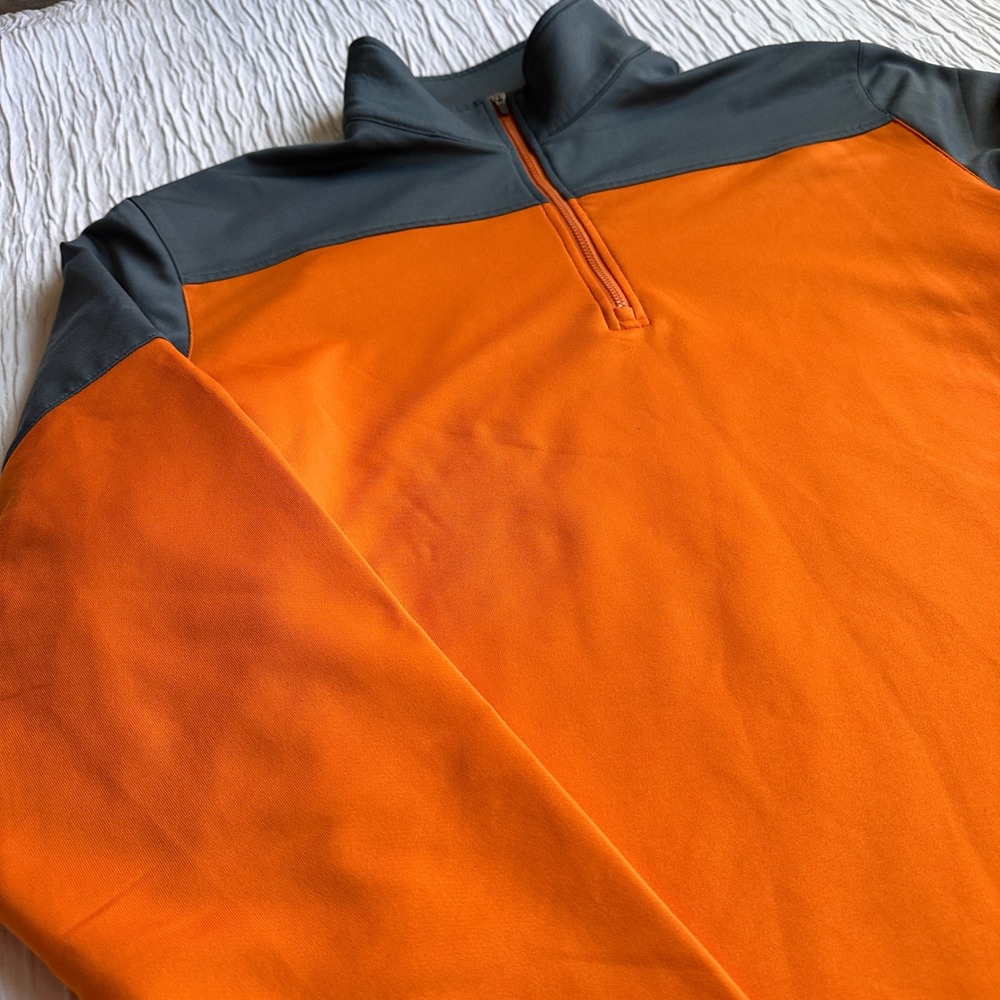 Dunning Golf Quarter Zip Pullover Orange Gray‎ Performance Mens Large - Picture 2 of 7